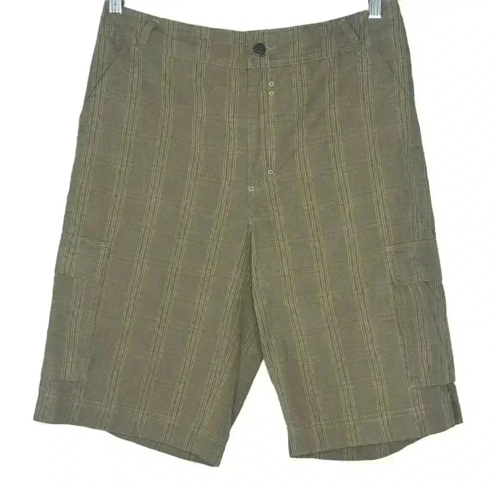 Patagonia Mens Cargo Shorts Organic Cotton Size 35 Plaid Tan